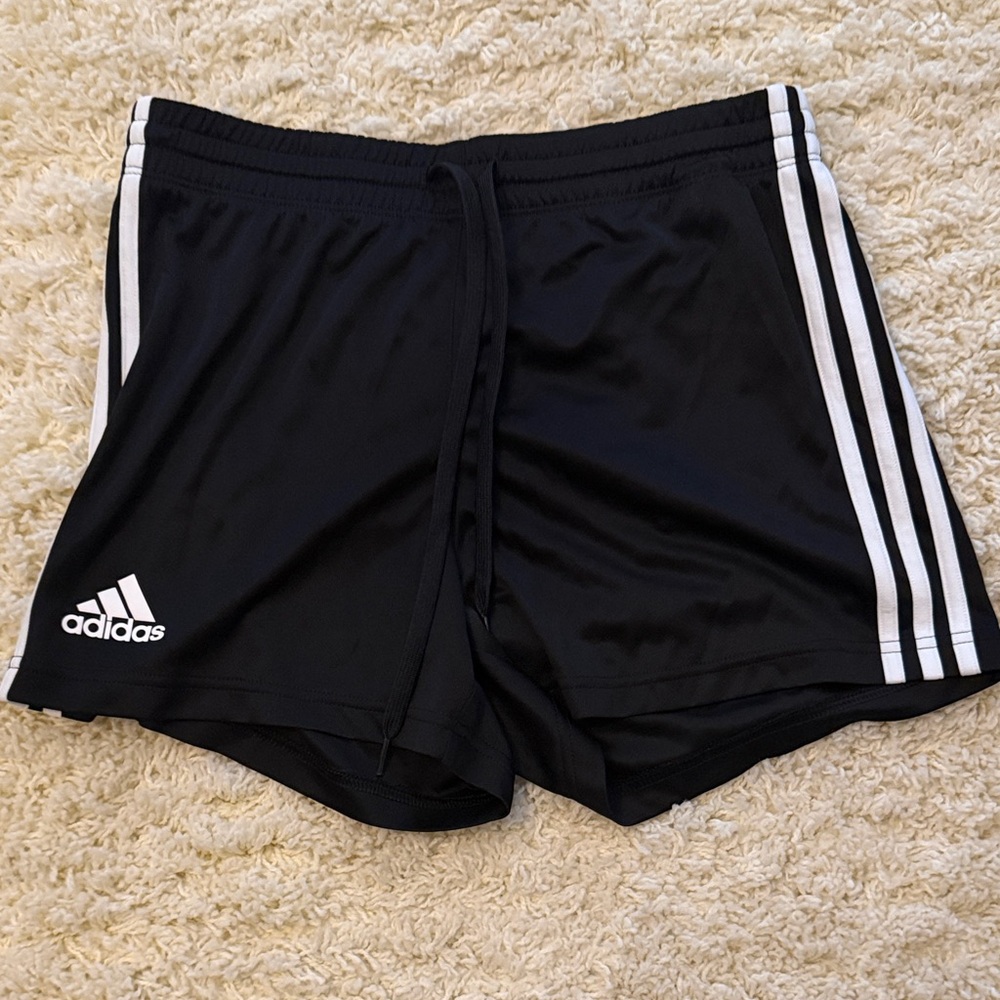 Women’s Adidas Black Shorts with White Stripes